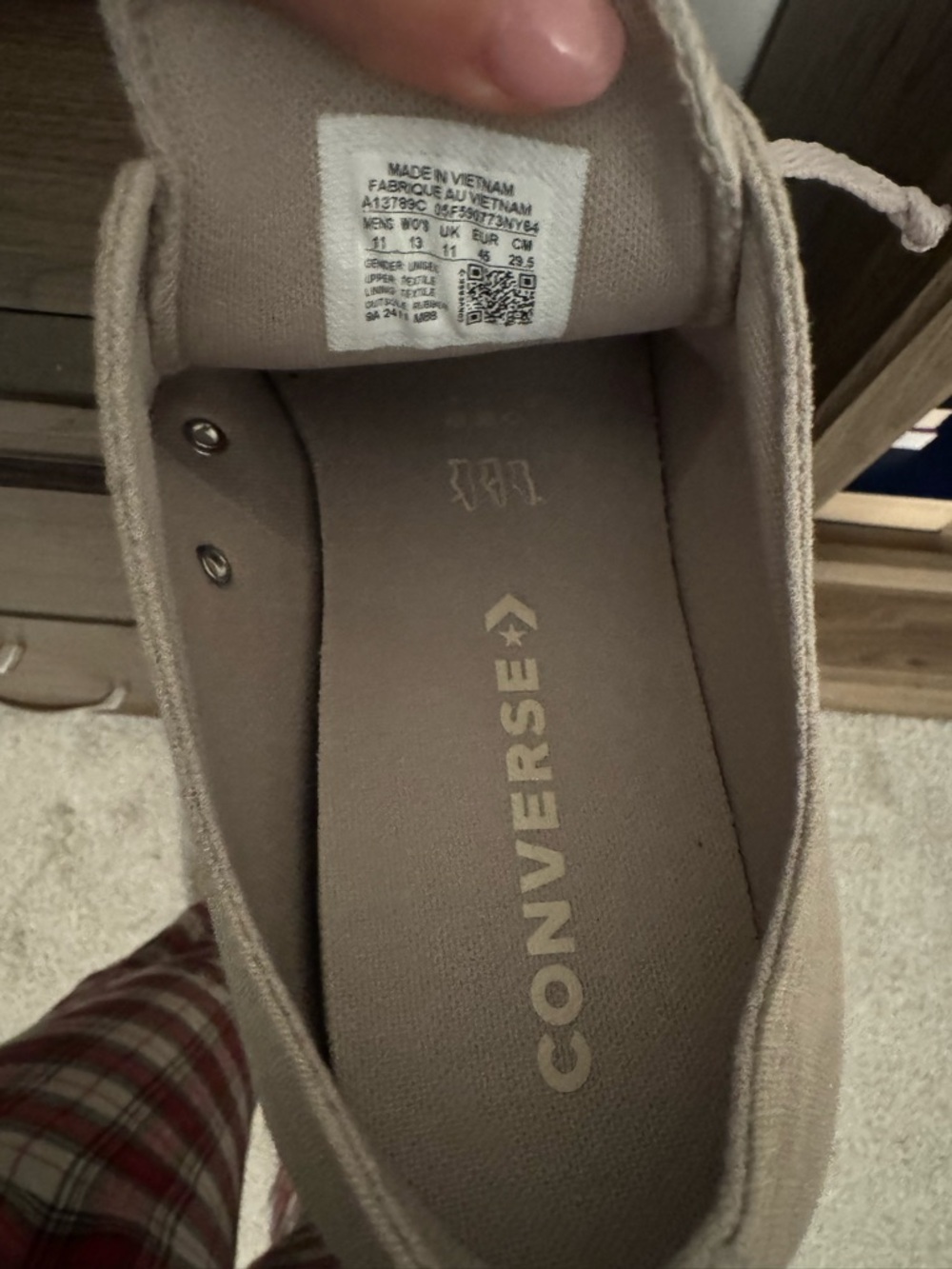Converse Low Top Sneakers in Light Taupe with Cream Sole - Picture 4 of 6